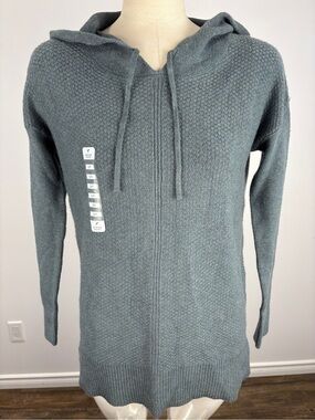 NWT Denver Hayes Grey Knit Hooded Sweater S Small Cozy Fall Loungewear